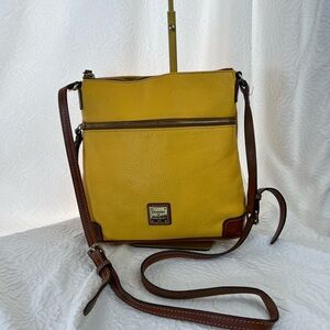 Dooney & Bourke Mustard Yellow Crossbody with Brown Trim